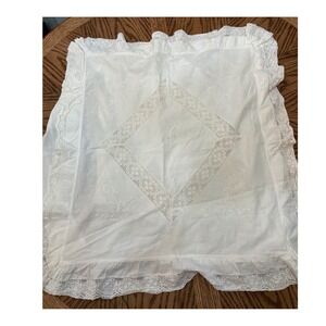 Cottagecore Unisex Unbranded Vintage Lace Embroidered Pillow Sham 30x30 White